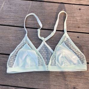 Victoria’s Secret velvet and mesh Light green unlined wireless triangle bra